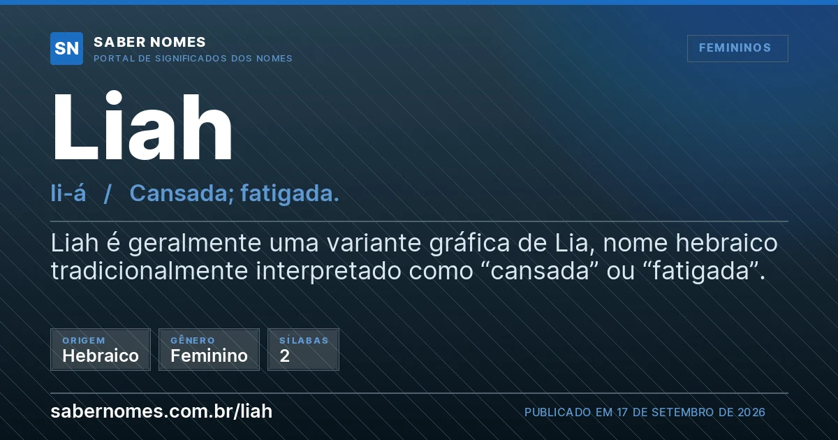 Imagem com o significado do nome Liah
