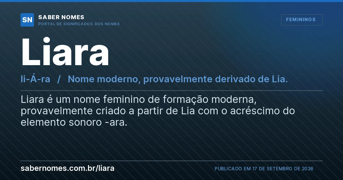 Imagem com o significado do nome Liara