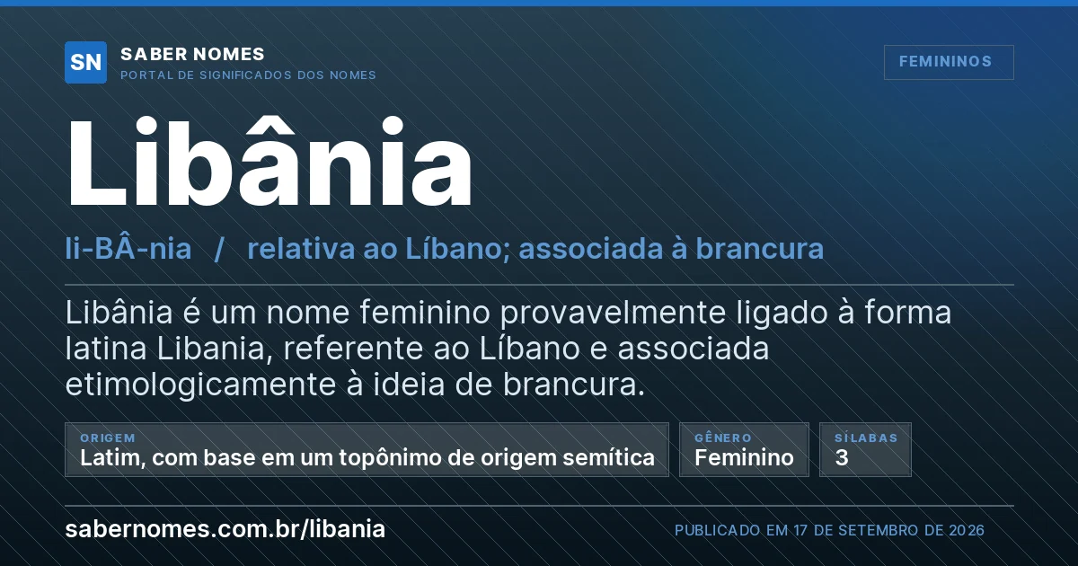 Imagem com o significado do nome Libânia