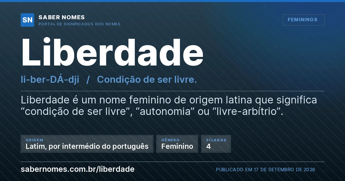 Imagem com o significado do nome Liberdade