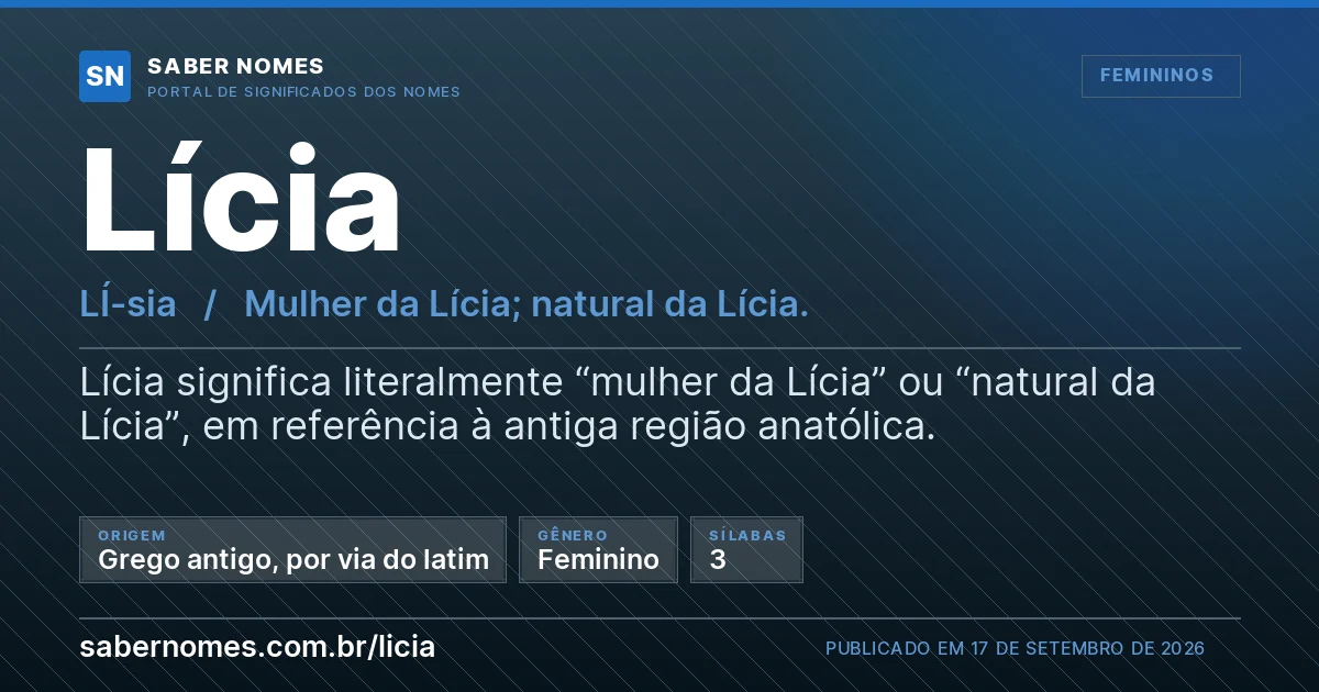 Imagem com o significado do nome Lícia