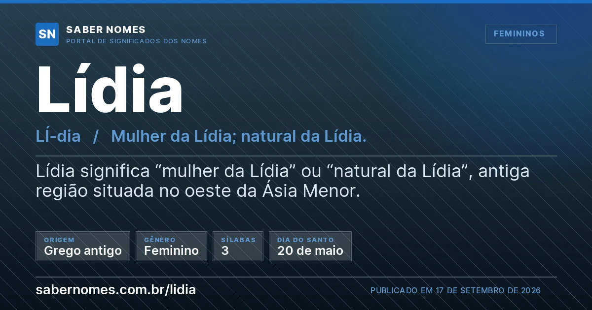 Imagem com o significado do nome Lídia