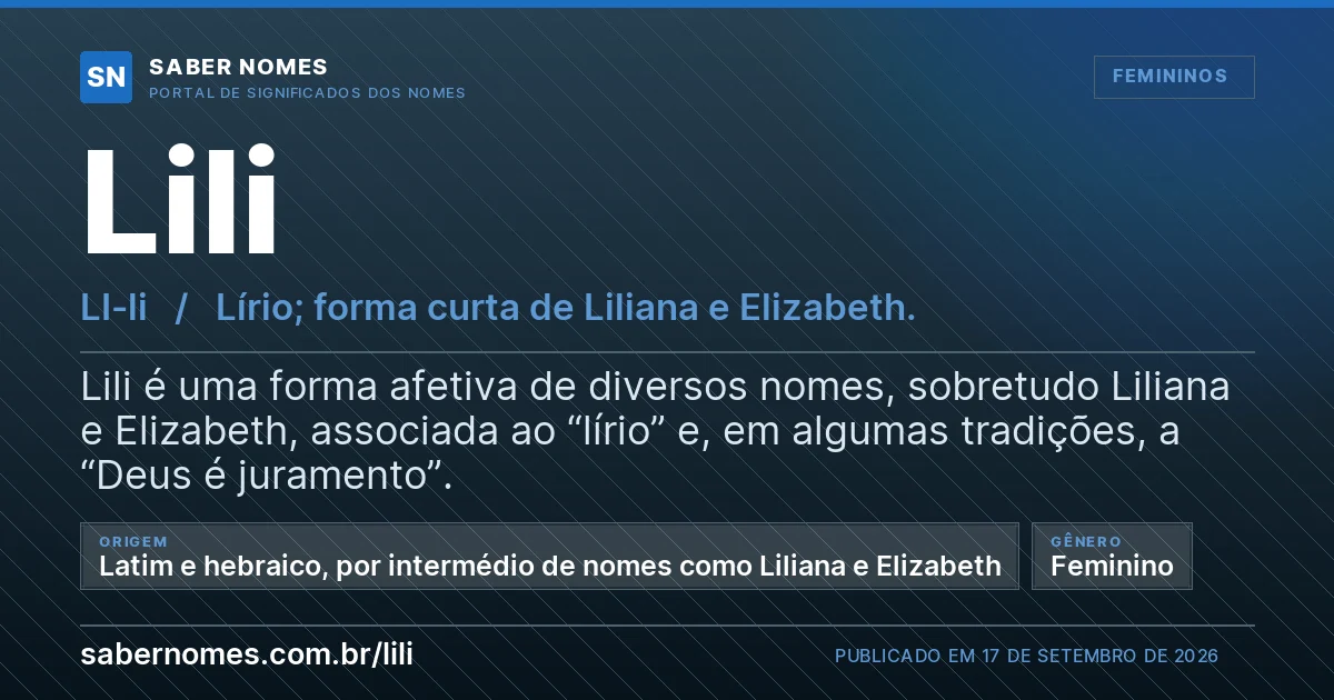 Imagem com o significado do nome Lili