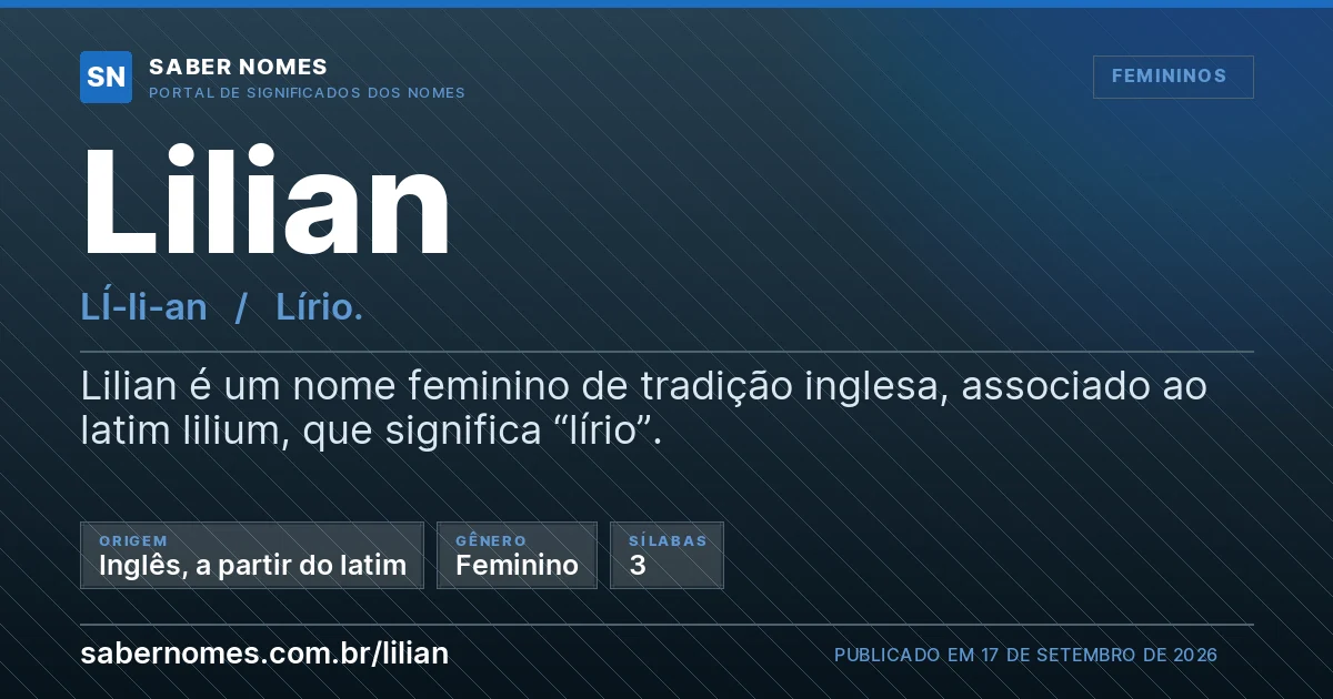 Imagem com o significado do nome Lilian