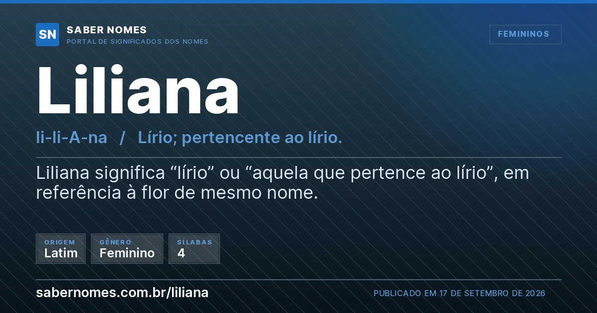 Imagem com o significado do nome Liliana
