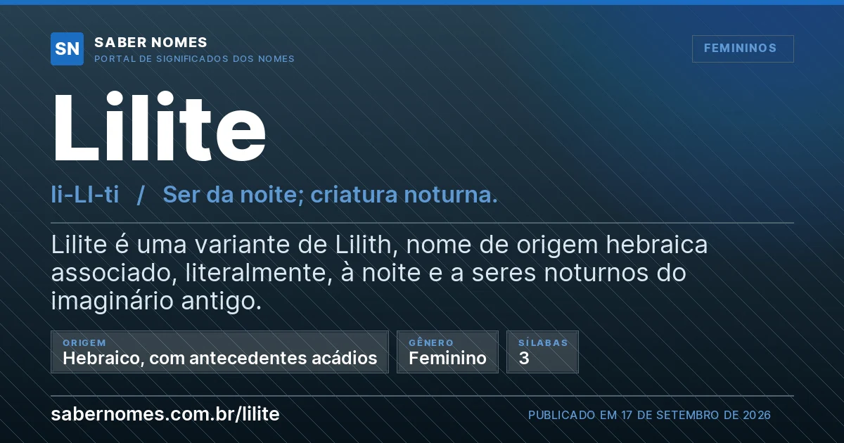 Imagem com o significado do nome Lilite