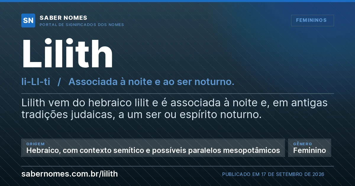 Imagem com o significado do nome Lilith