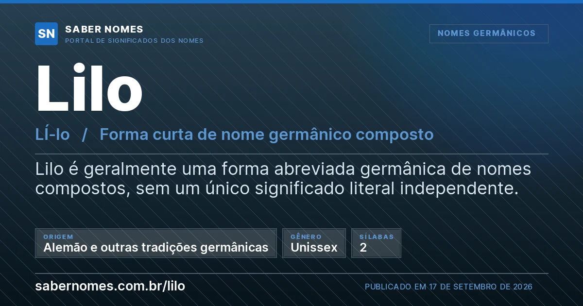 Imagem com o significado do nome Lilo