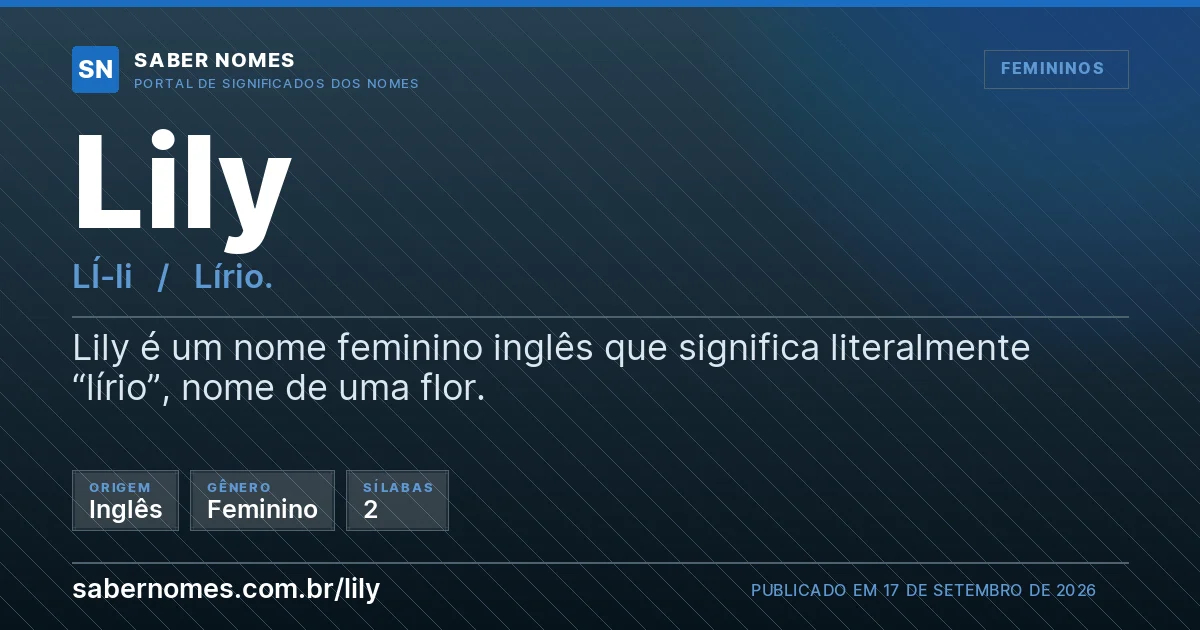 Imagem com o significado do nome Lily