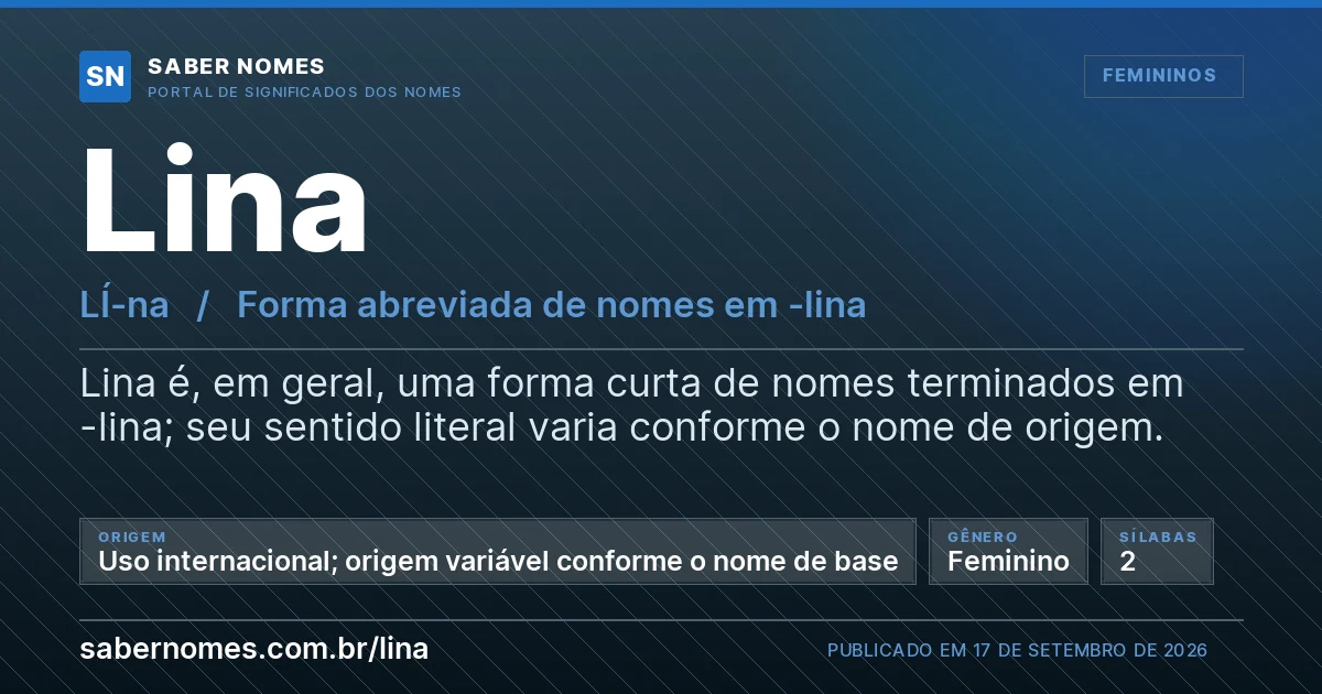 Imagem com o significado do nome Lina
