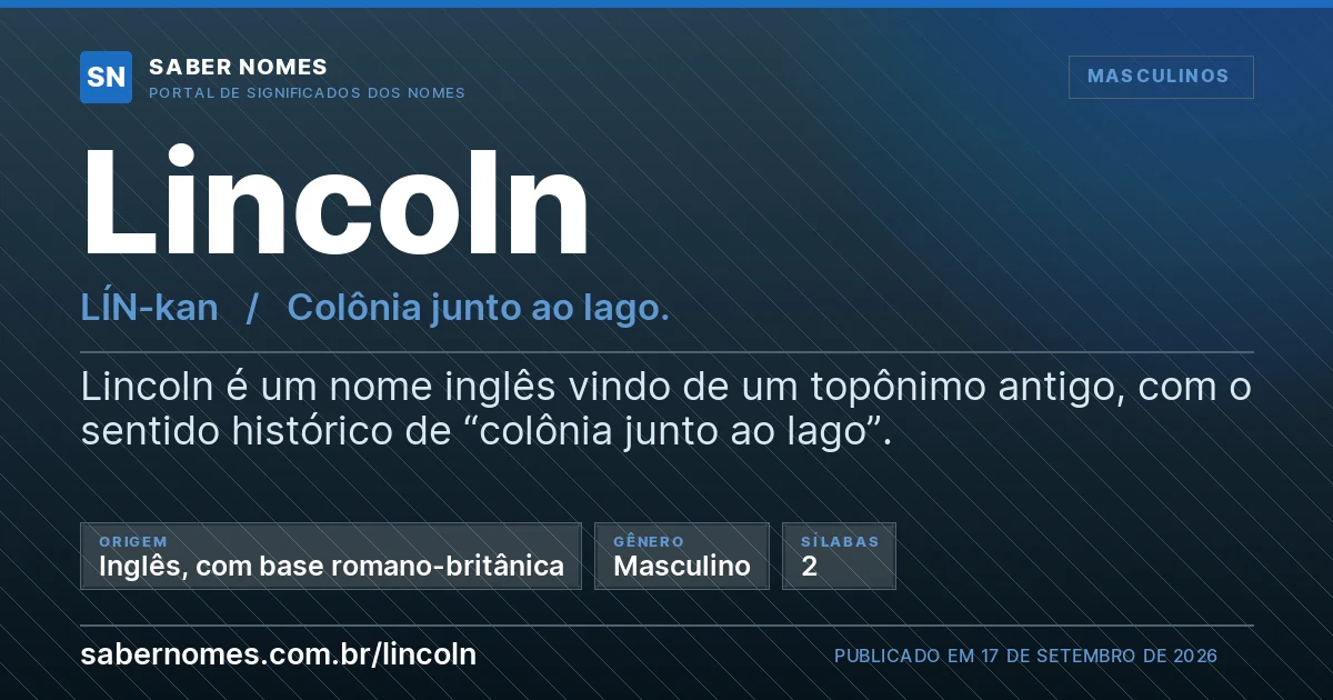 Imagem com o significado do nome Lincoln