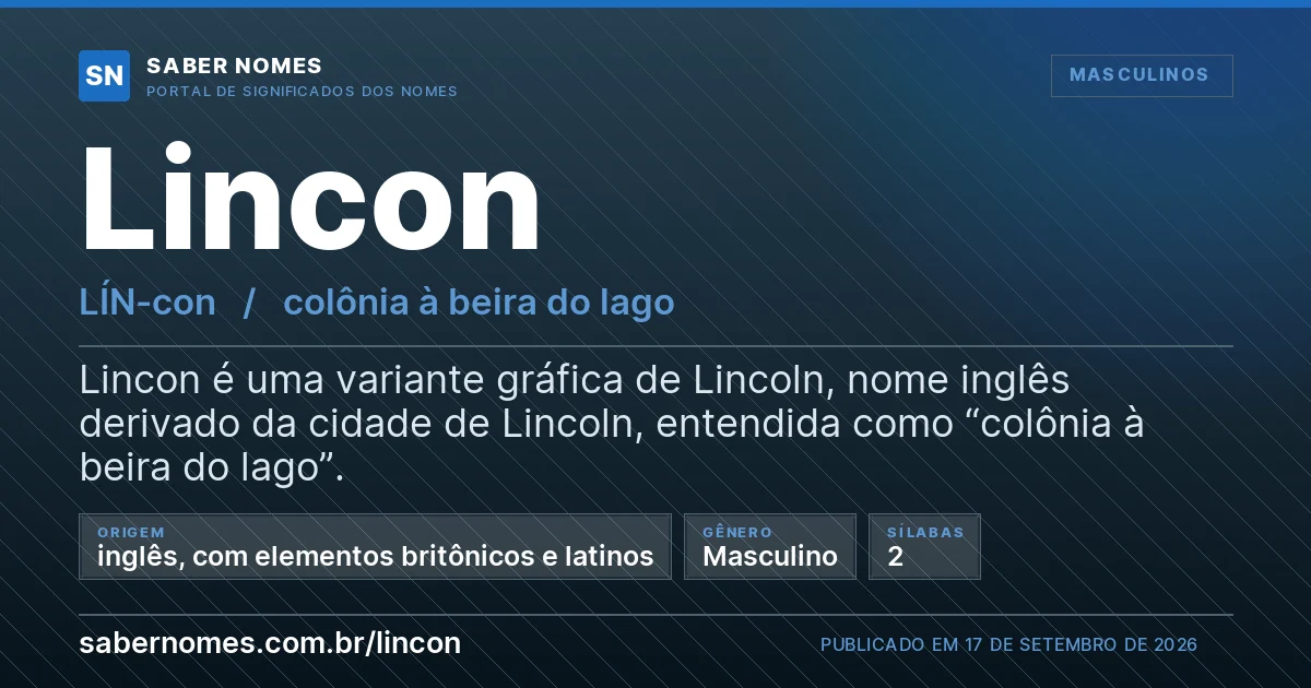 Imagem com o significado do nome Lincon