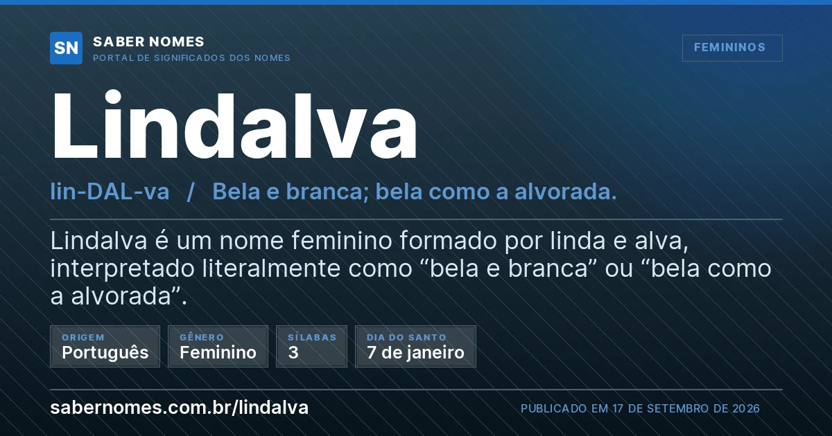 Imagem com o significado do nome Lindalva