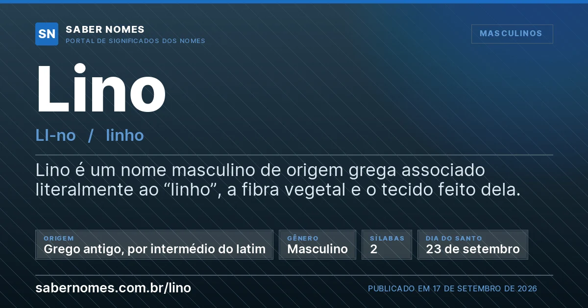 Imagem com o significado do nome Lino