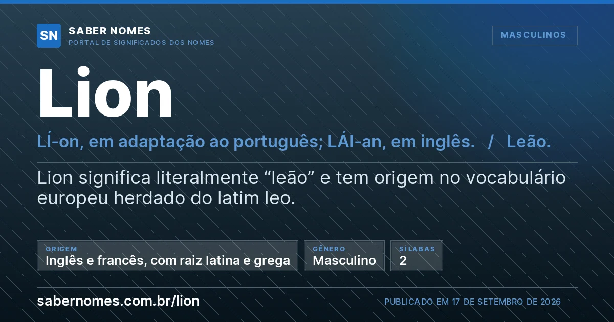 Imagem com o significado do nome Lion