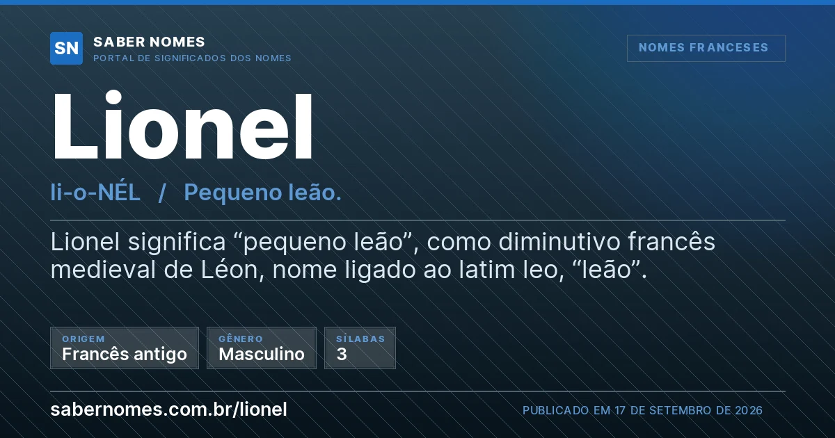 Imagem com o significado do nome Lionel