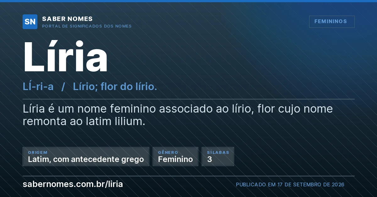Imagem com o significado do nome Líria
