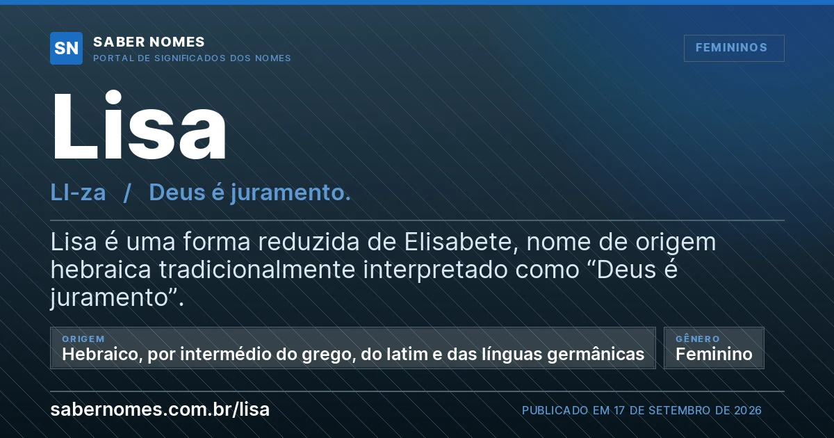 Imagem com o significado do nome Lisa