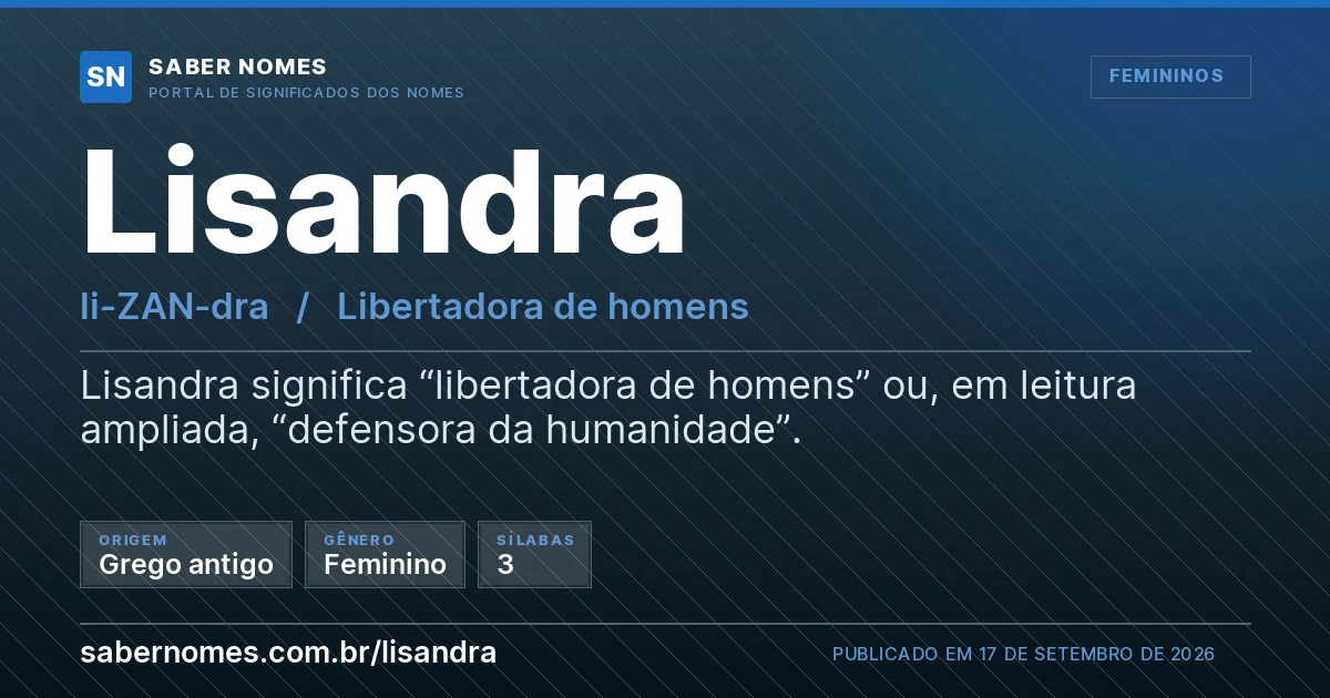 Imagem com o significado do nome Lisandra