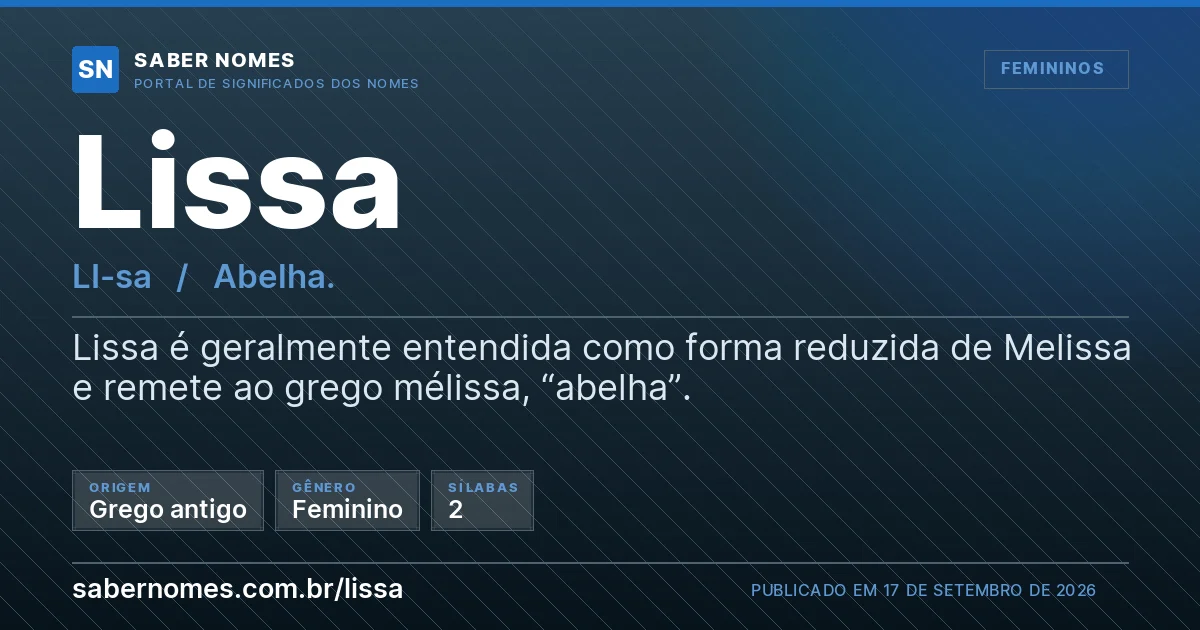 Imagem com o significado do nome Lissa