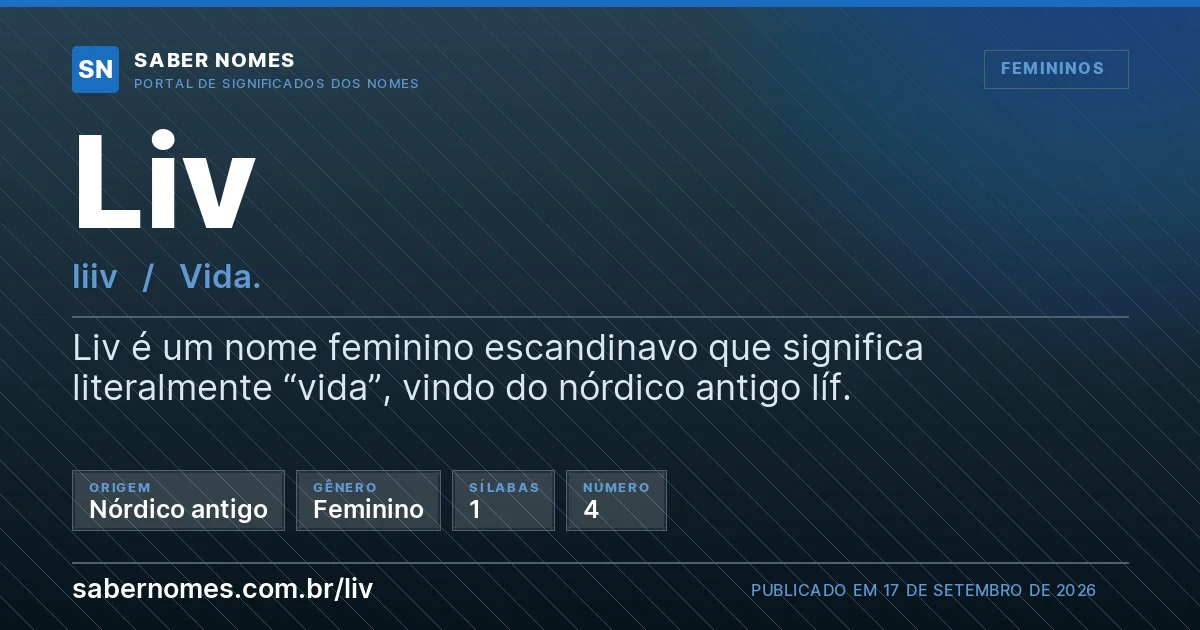 Imagem com o significado do nome Liv