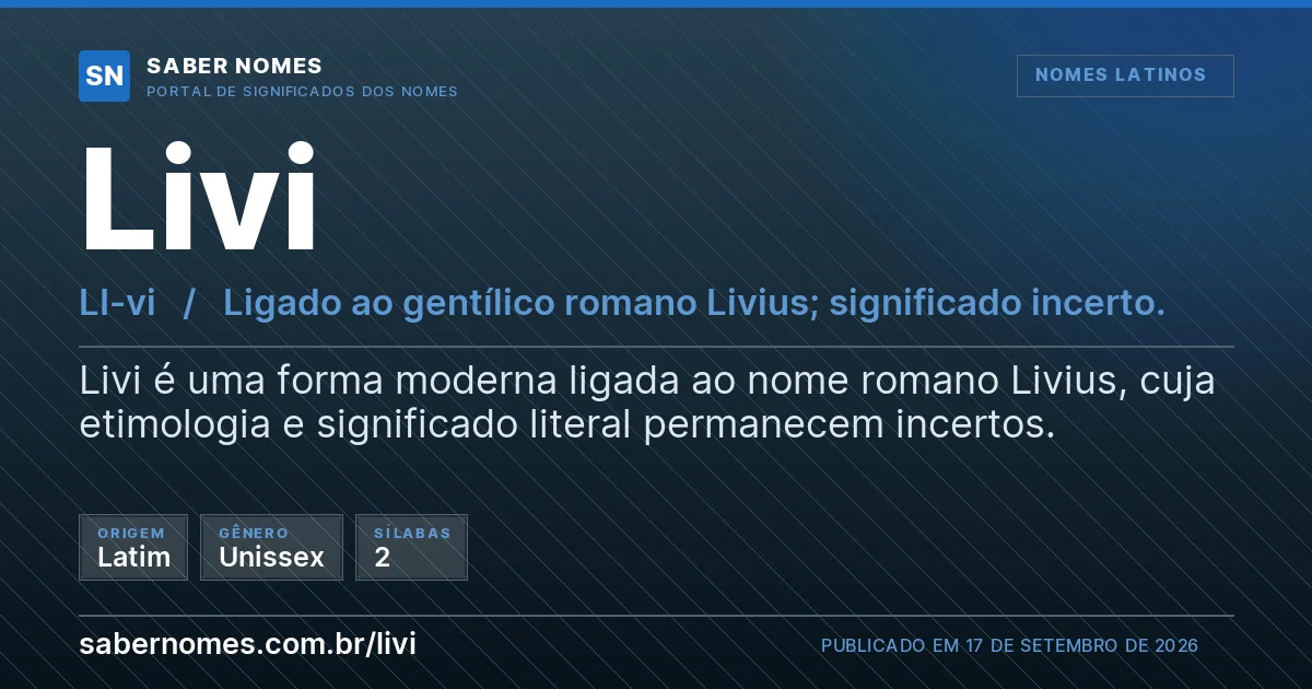 Imagem com o significado do nome Livi