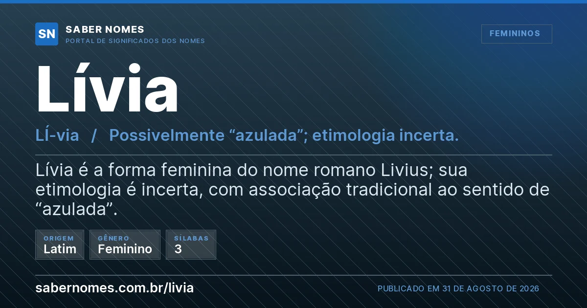 Imagem com o significado do nome Lívia