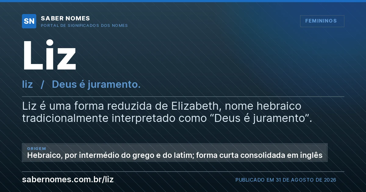 Imagem com o significado do nome Liz