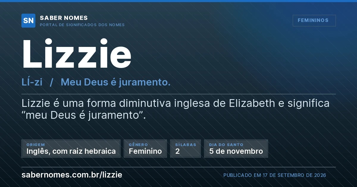 Imagem com o significado do nome Lizzie
