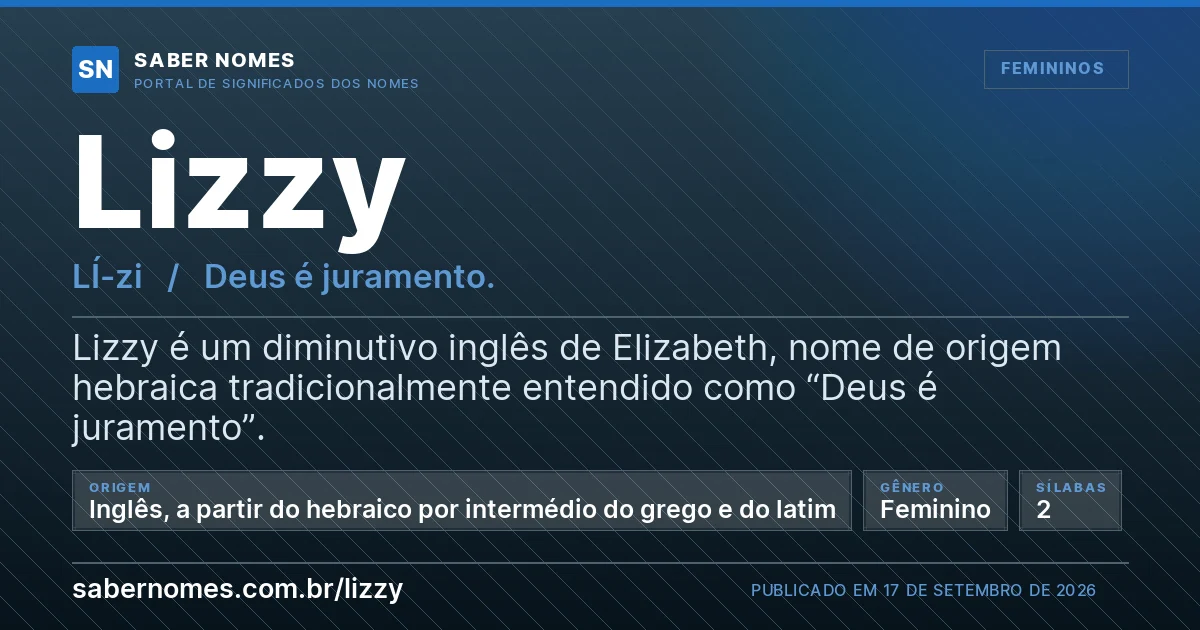 Imagem com o significado do nome Lizzy