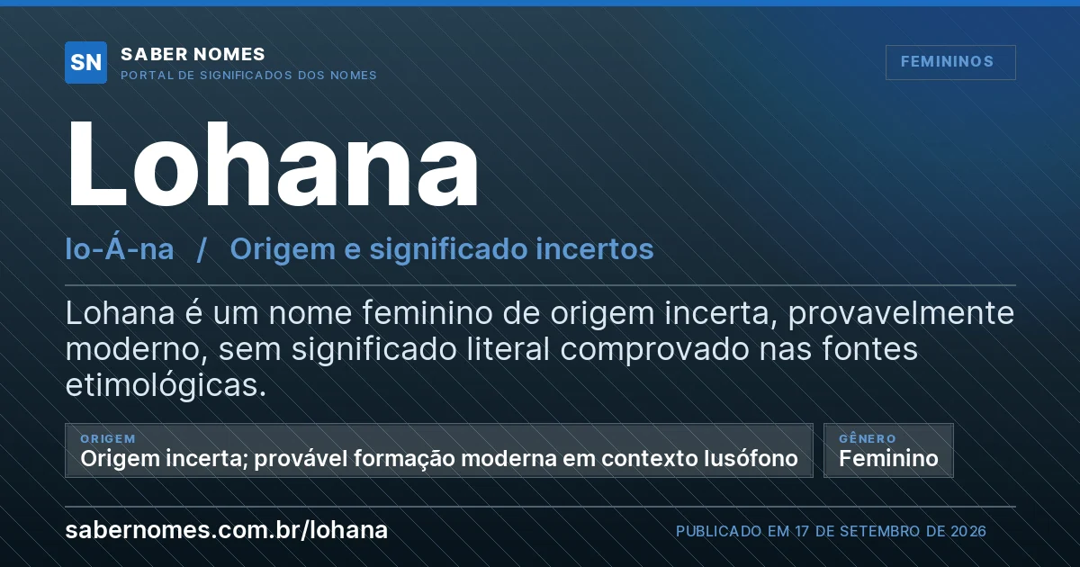 Imagem com o significado do nome Lohana