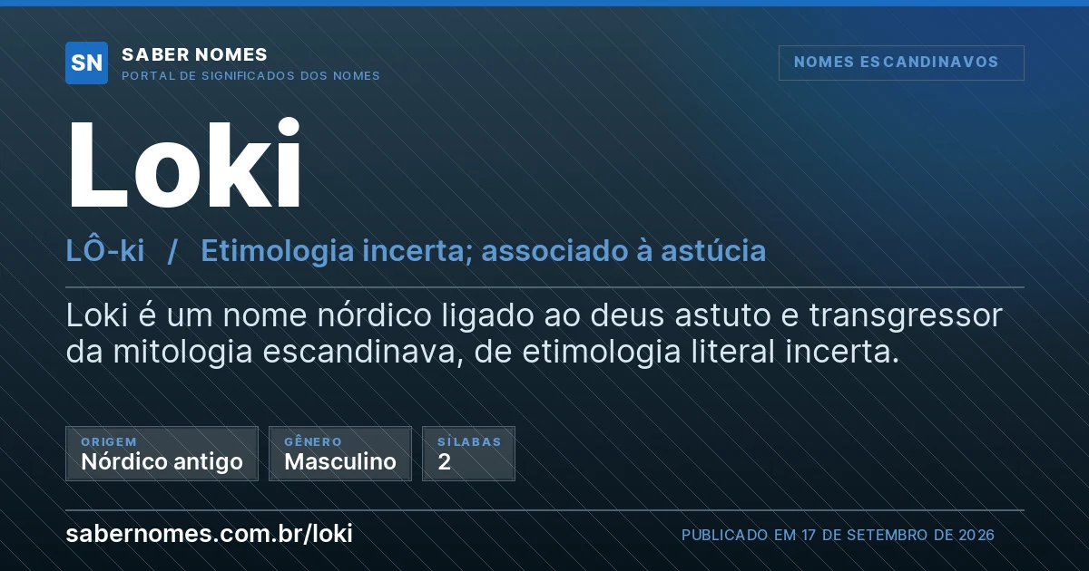 Imagem com o significado do nome Loki