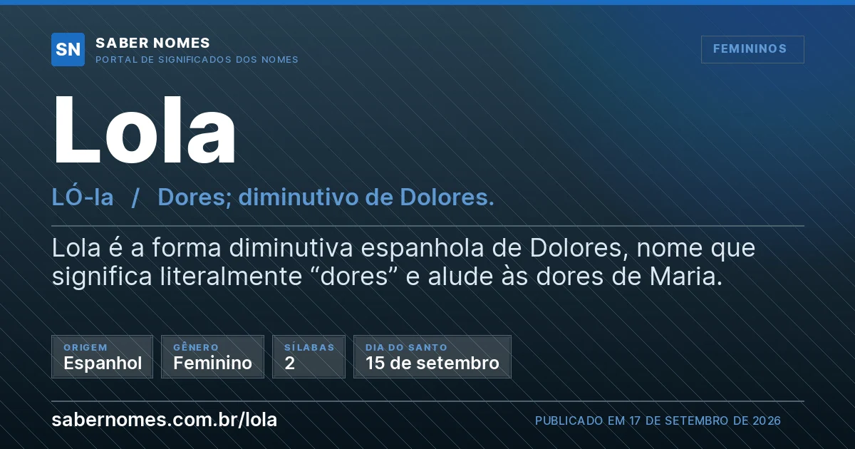 Imagem com o significado do nome Lola