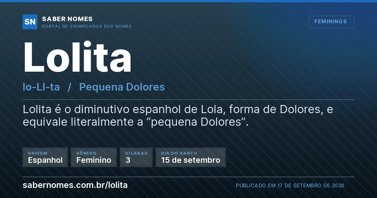 Imagem com o significado do nome Lolita