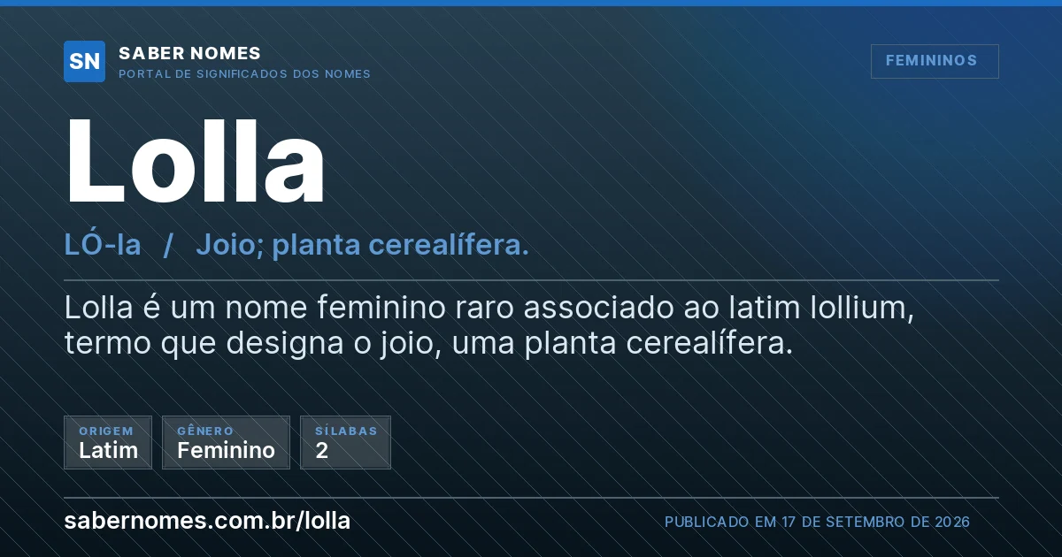 Imagem com o significado do nome Lolla