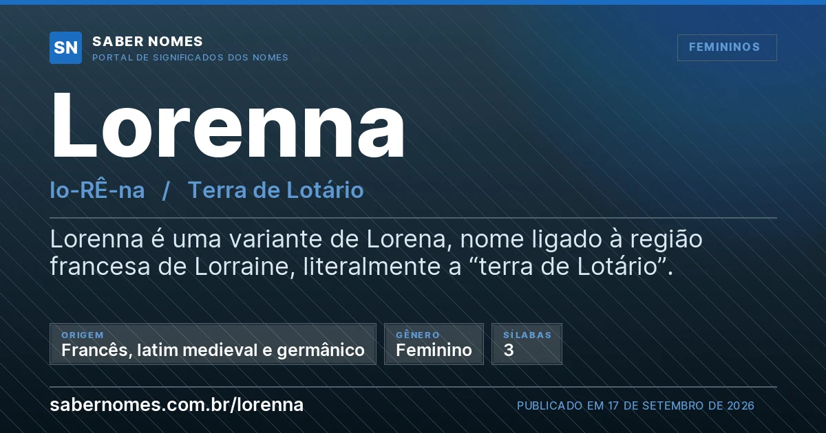 Imagem com o significado do nome Lorenna