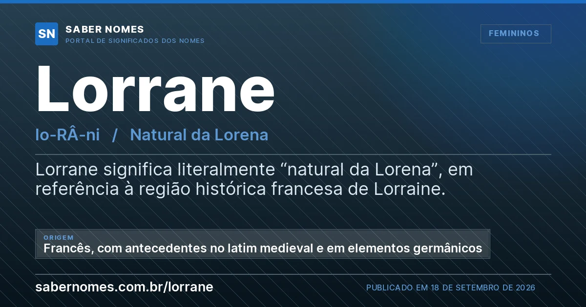 Imagem com o significado do nome Lorrane