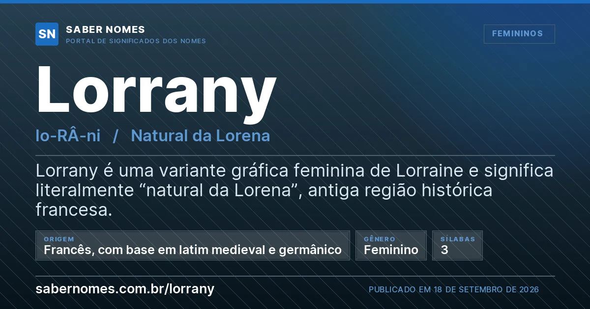 Imagem com o significado do nome Lorrany