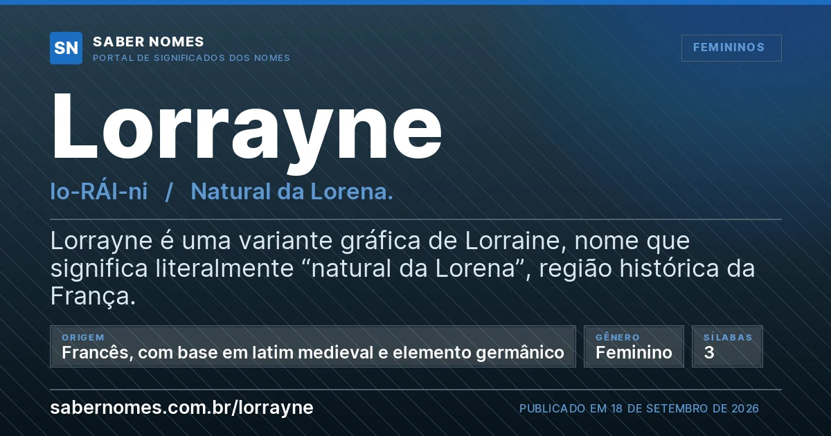 Imagem com o significado do nome Lorrayne