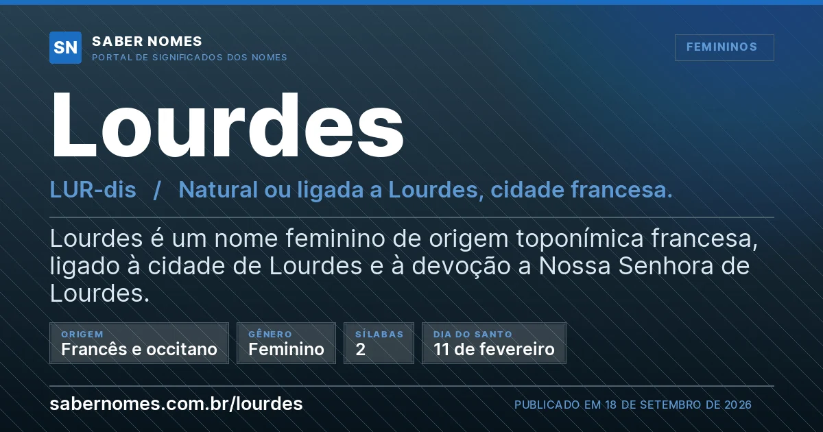 Imagem com o significado do nome Lourdes