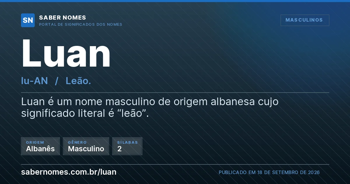 Imagem com o significado do nome Luan