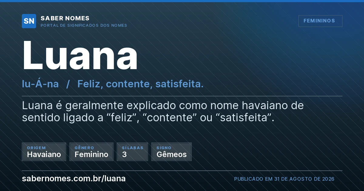 Imagem com o significado do nome Luana