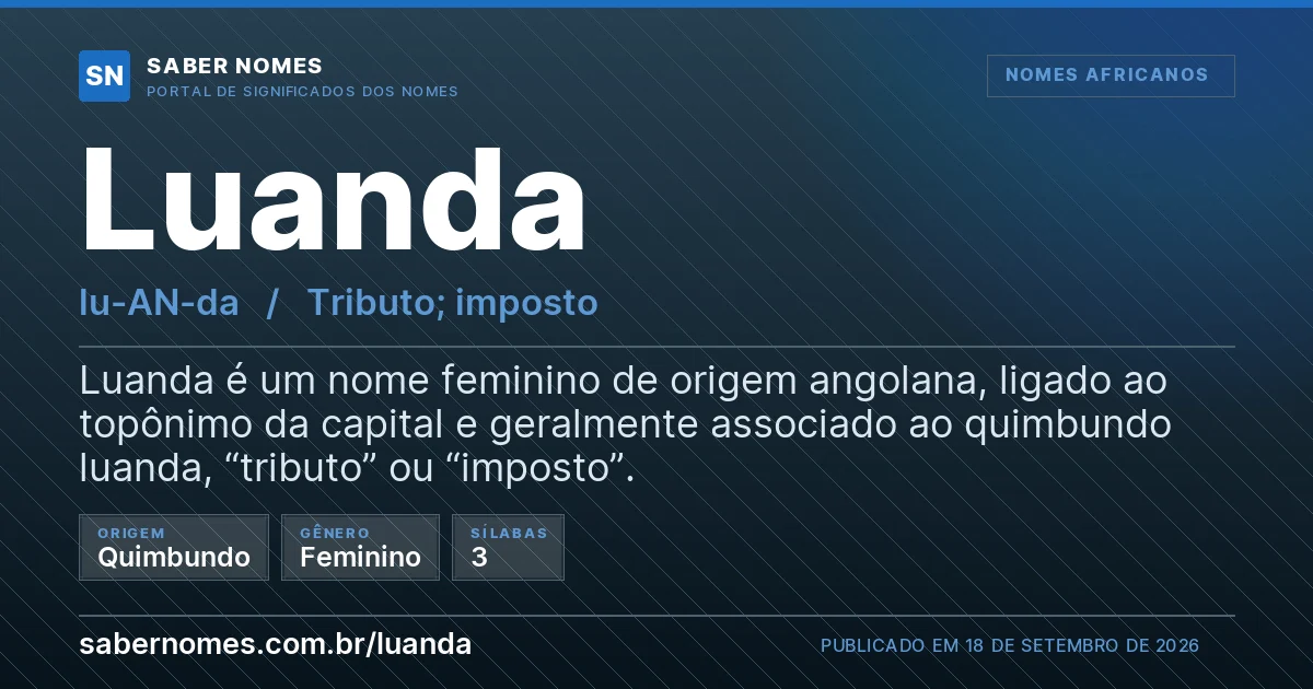 Imagem com o significado do nome Luanda
