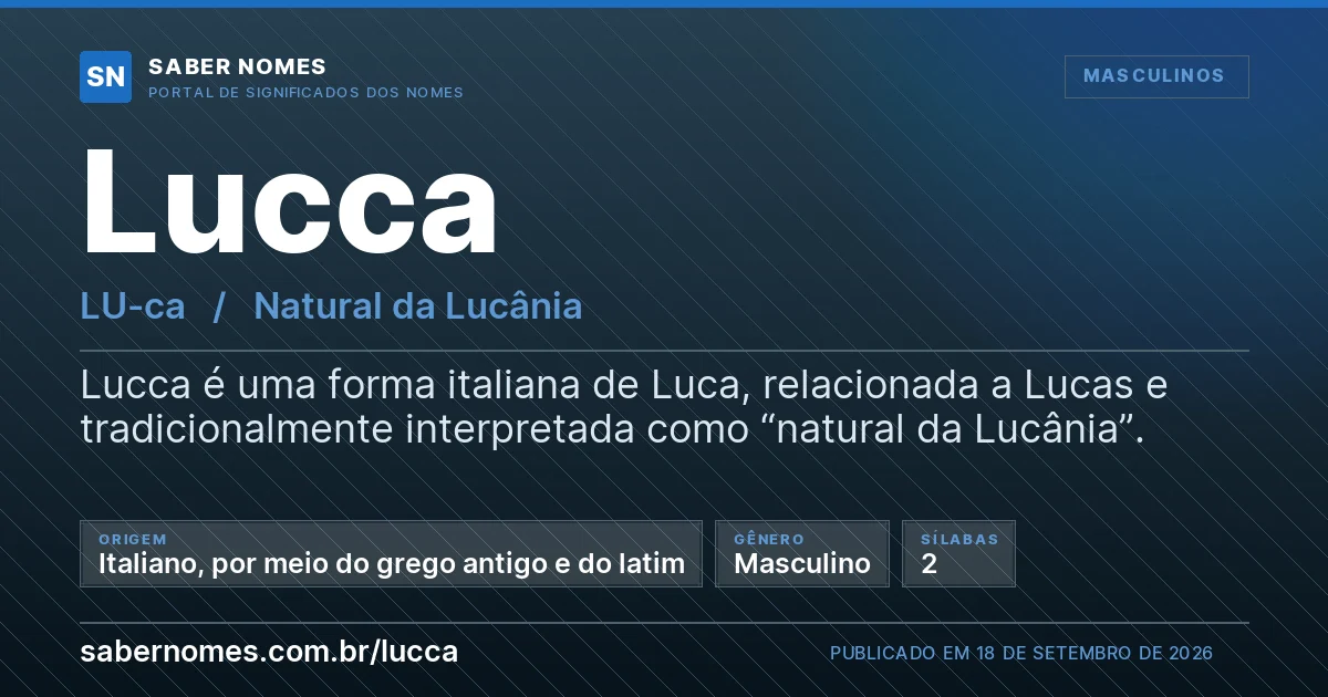 Imagem com o significado do nome Lucca
