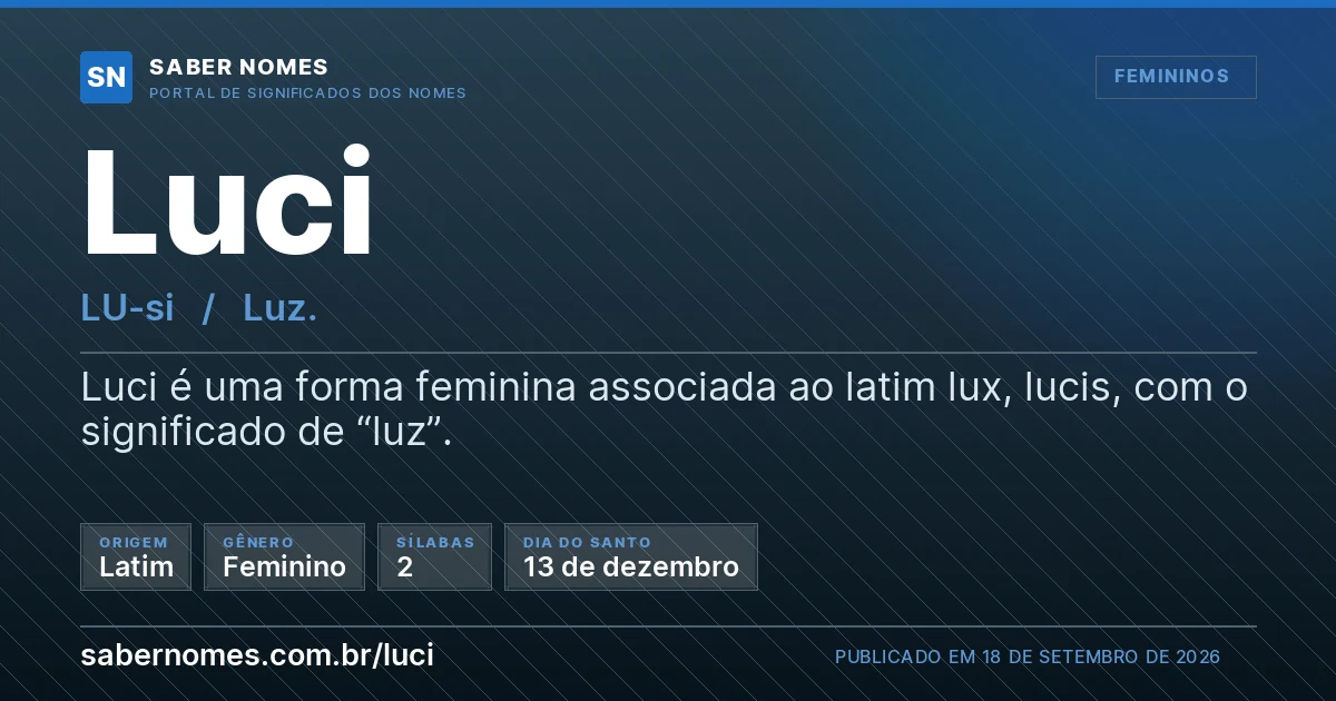 Imagem com o significado do nome Luci