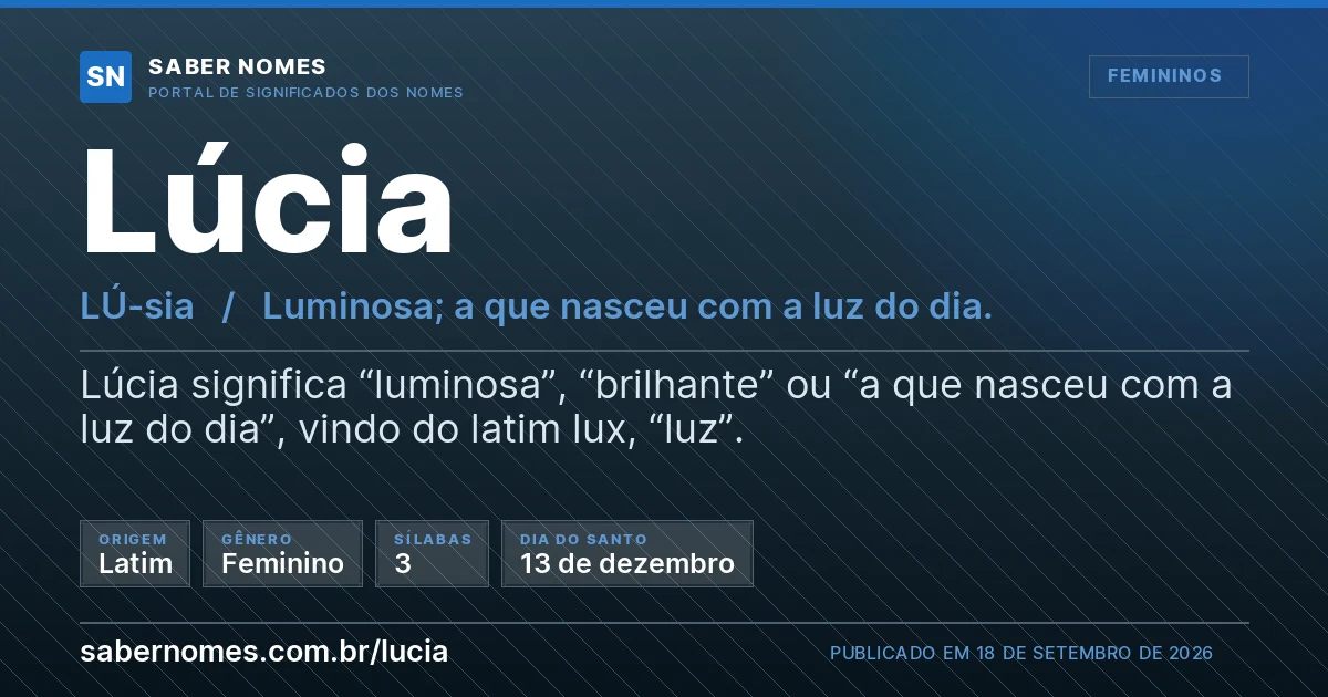 Imagem com o significado do nome Lúcia