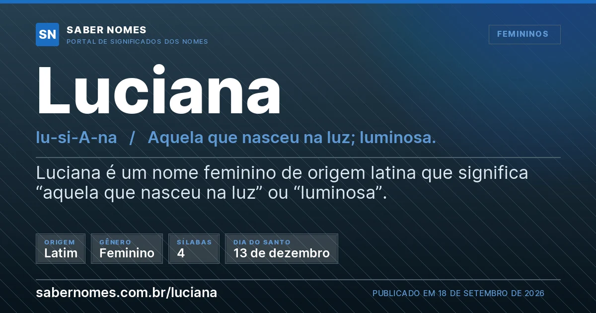 Imagem com o significado do nome Luciana