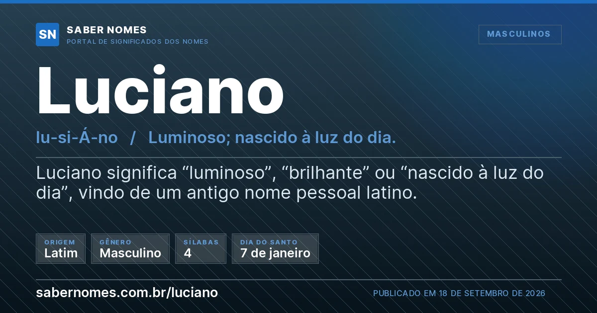 Imagem com o significado do nome Luciano