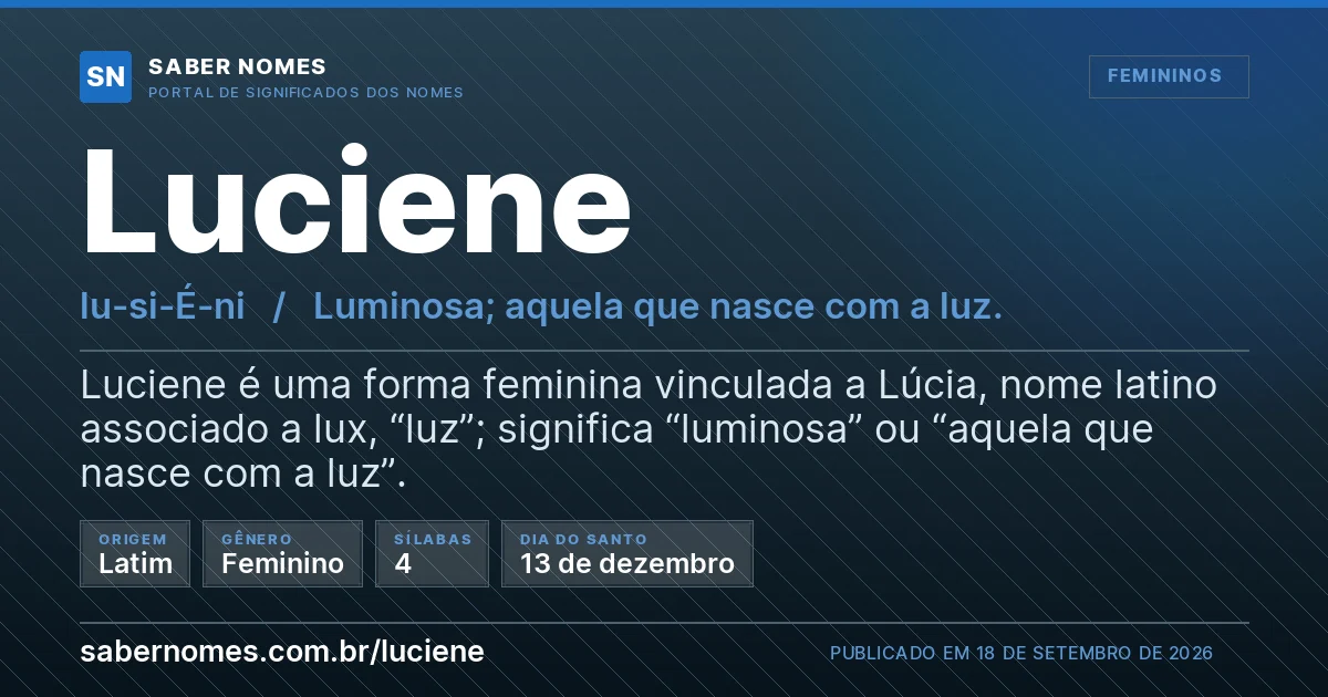 Imagem com o significado do nome Luciene