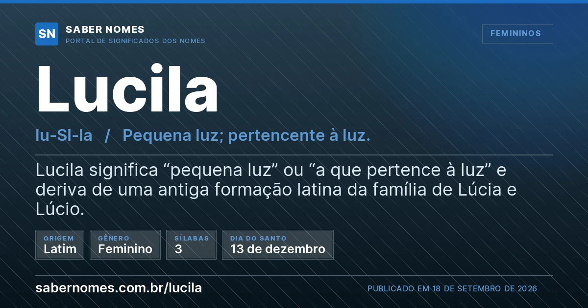 Imagem com o significado do nome Lucila